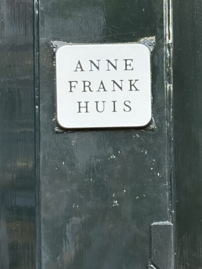 Anne Frank House sign in Amsterdam