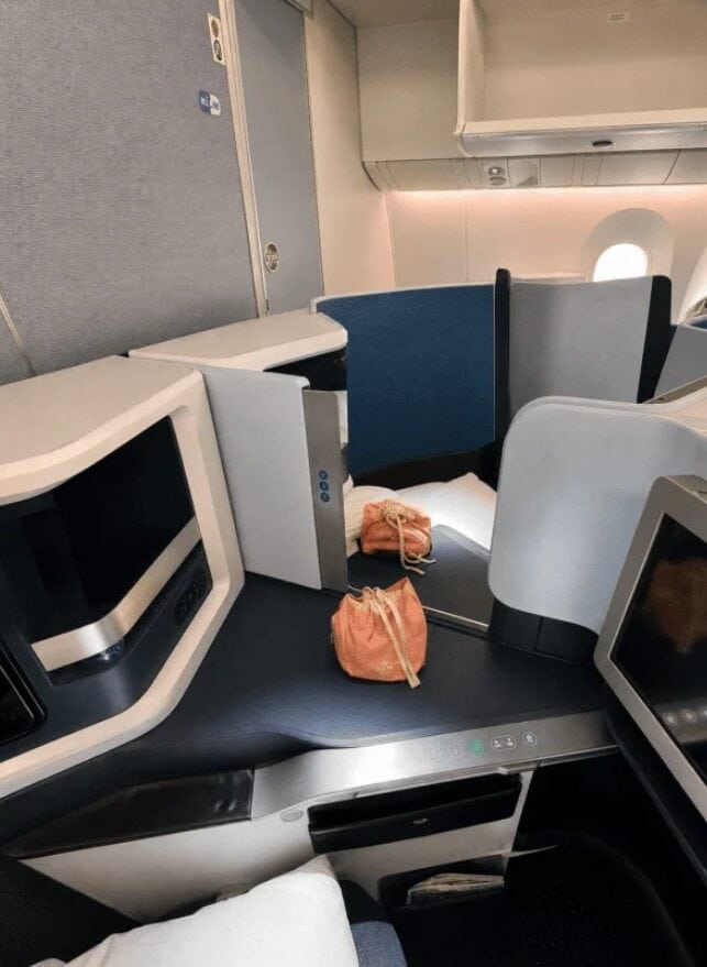 KLM business class seats showing a premium cabin experience for international award travel