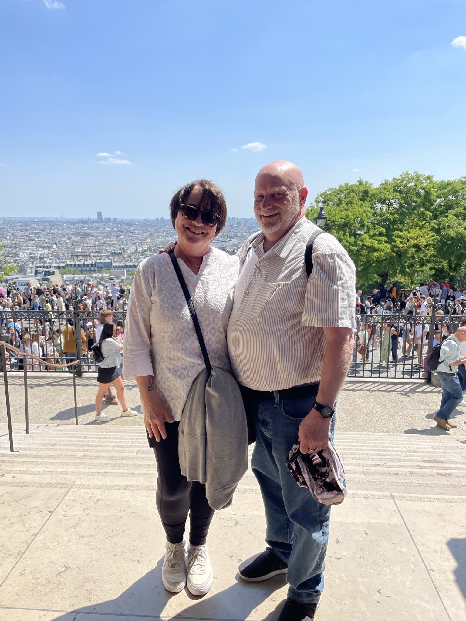 View of Paris from Montmartre overlooking the city skyline in France