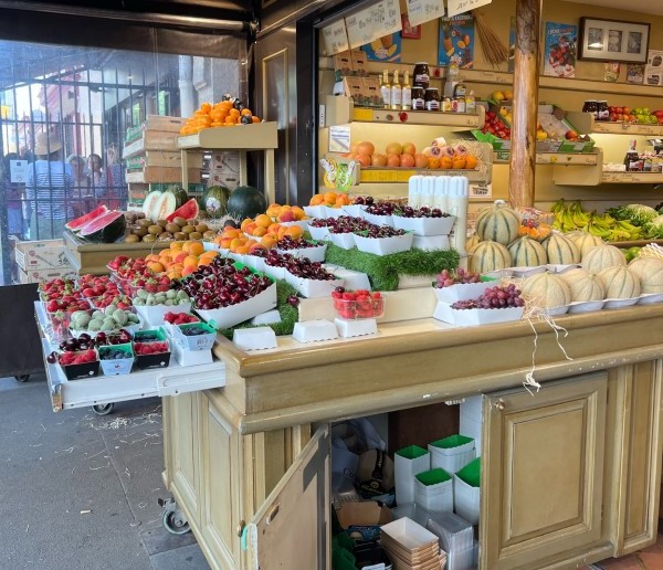 Fresh produce market display in Paris, France