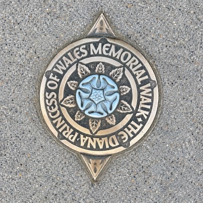 Princess Diana Memorial Walk medallion in Hyde Park, London, England