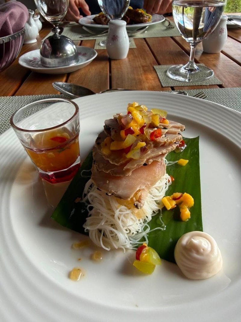 Fine dining meal served at Finch Hattons