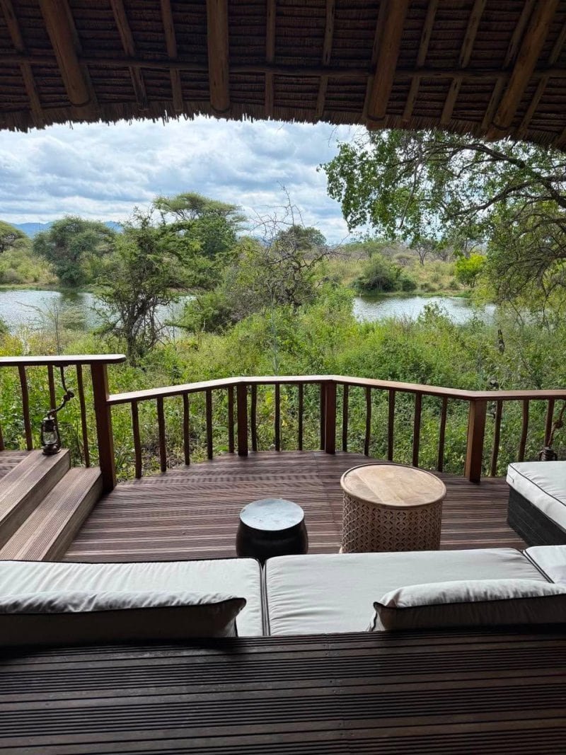 Private deck overlooking the African savannah
