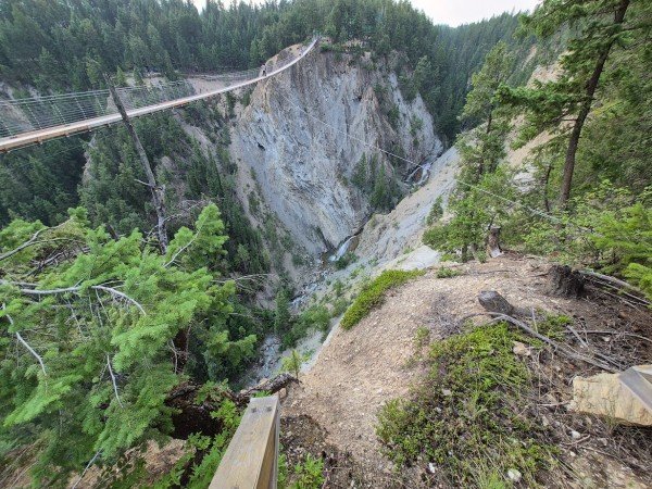 Golden Skybridge suspension bridge spanning a forested canyon in Golden, British Columbia
