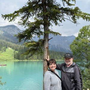 Couple at Emerald Lake in Yoho National Park on Day 3 of our Canadian Rockies itinerary