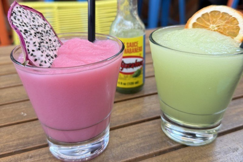 Margaritas at El Patio rooftop restaurant in Banff