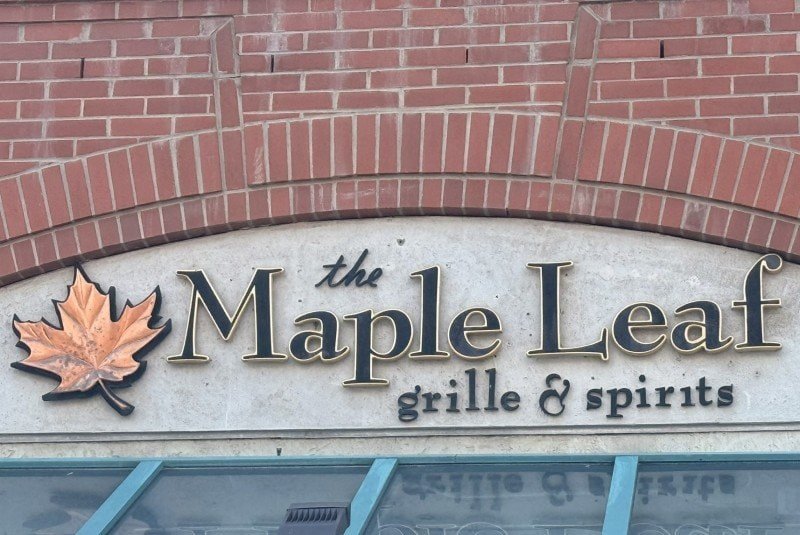 The Maple Leaf restaurant sign in downtown Banff, Alberta