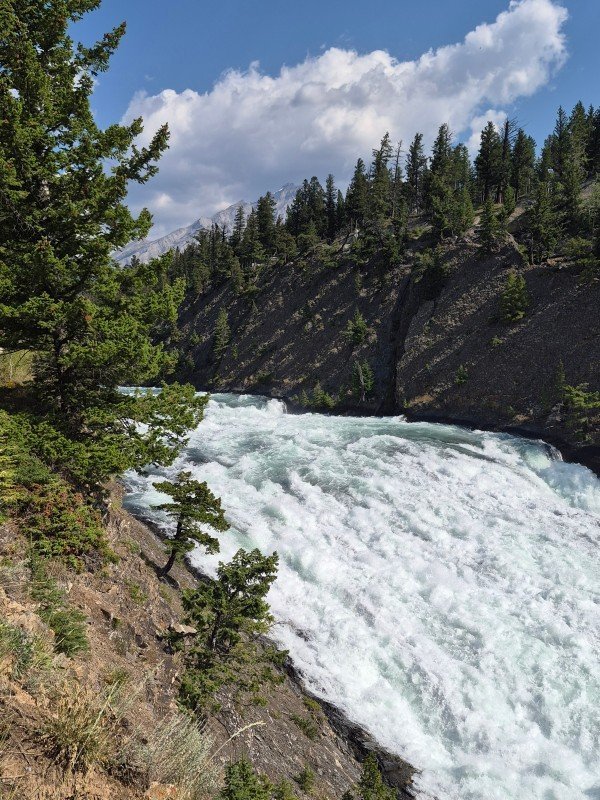 Bow Falls viewed from an overlook in Banff, Alberta