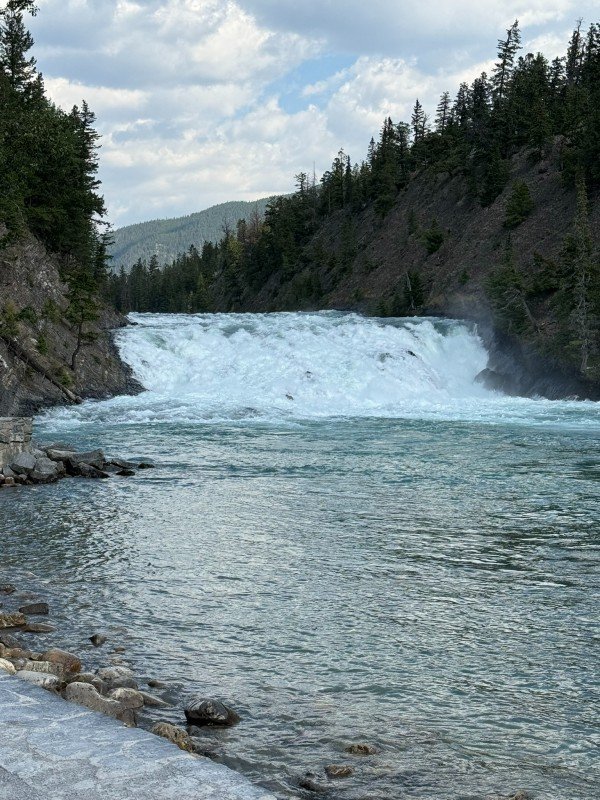 Bow Falls flowing into the Bow River in Banff, Alberta