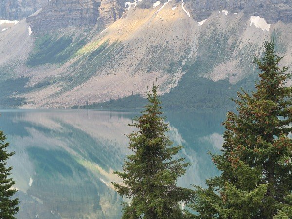 Crowfoot Mountain reflected in Bow Lake