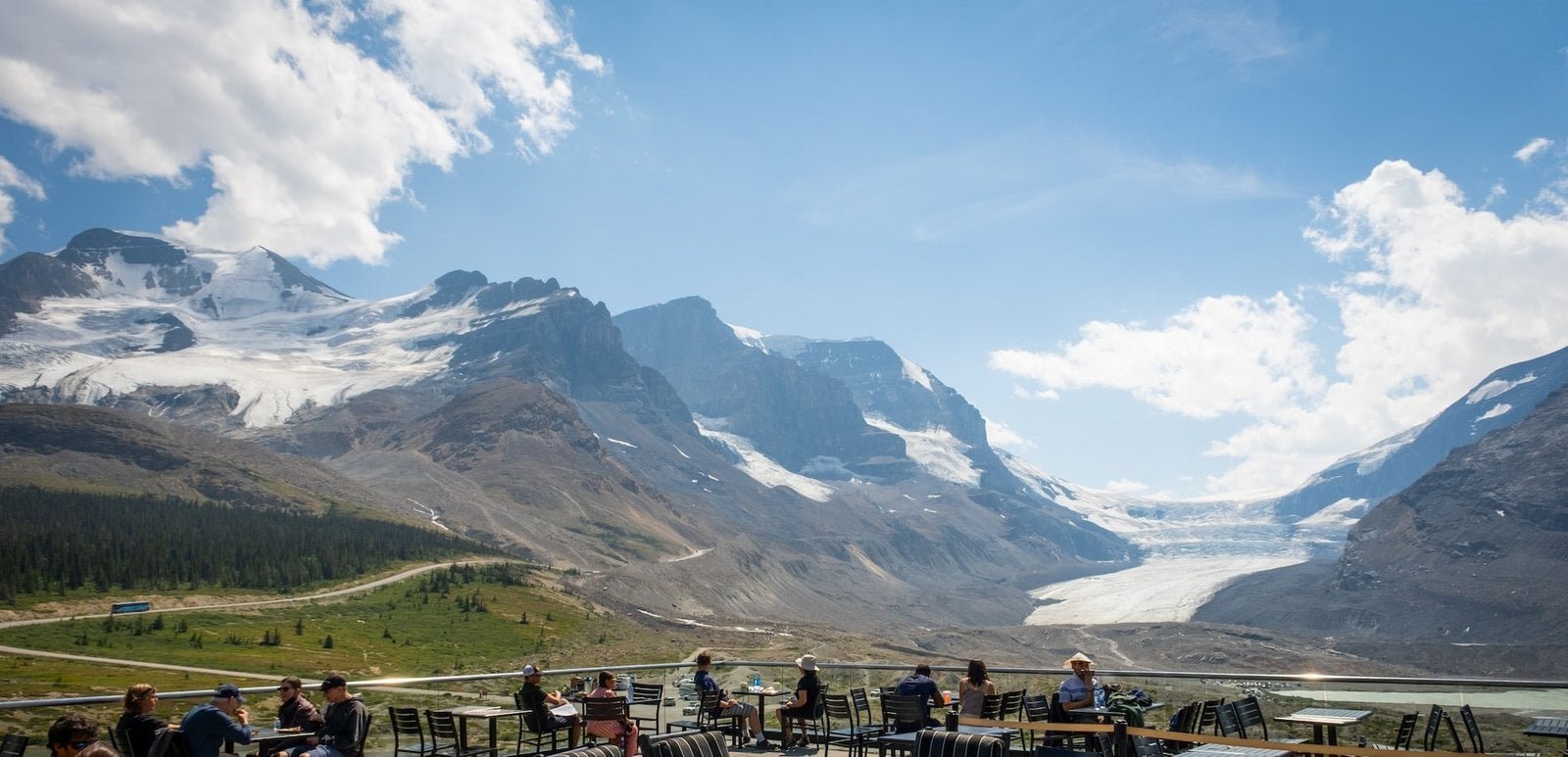 View from the Columbia Icefield Discovery Centre along the Icefields Parkway